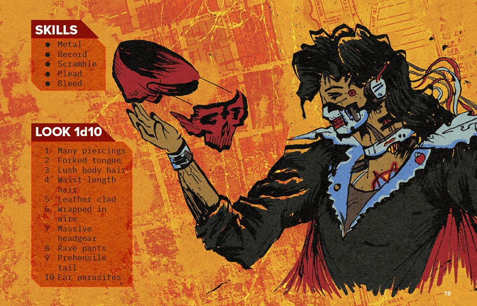 Two pages from the game Cybermetal 2021  